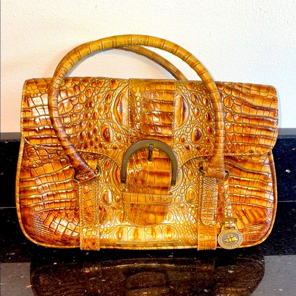 Brahmin Brown Crocodile-Embossed Satchel - Picture 2 of 16